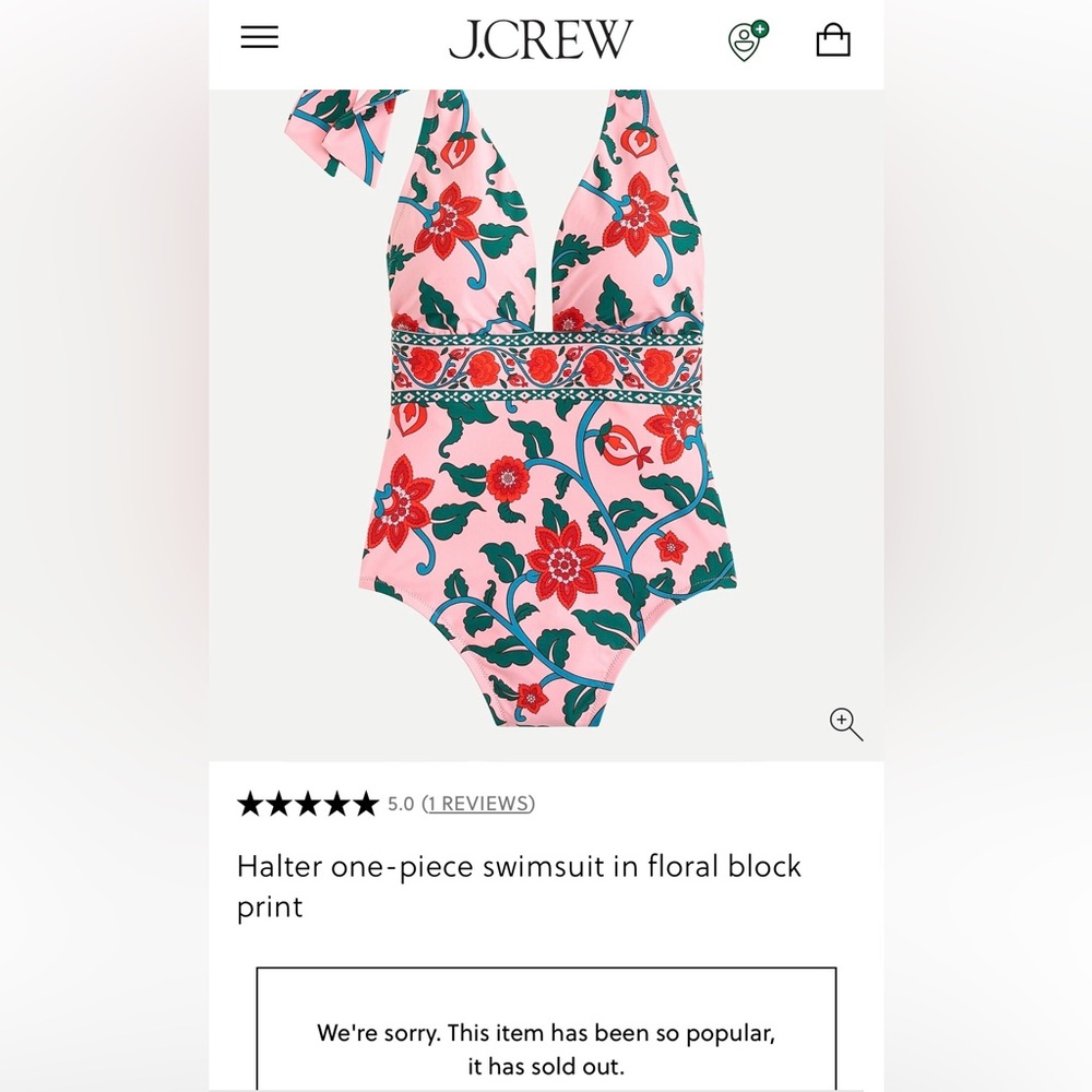 J. Crew Pink Floral Halter One-Piece Swimsuit